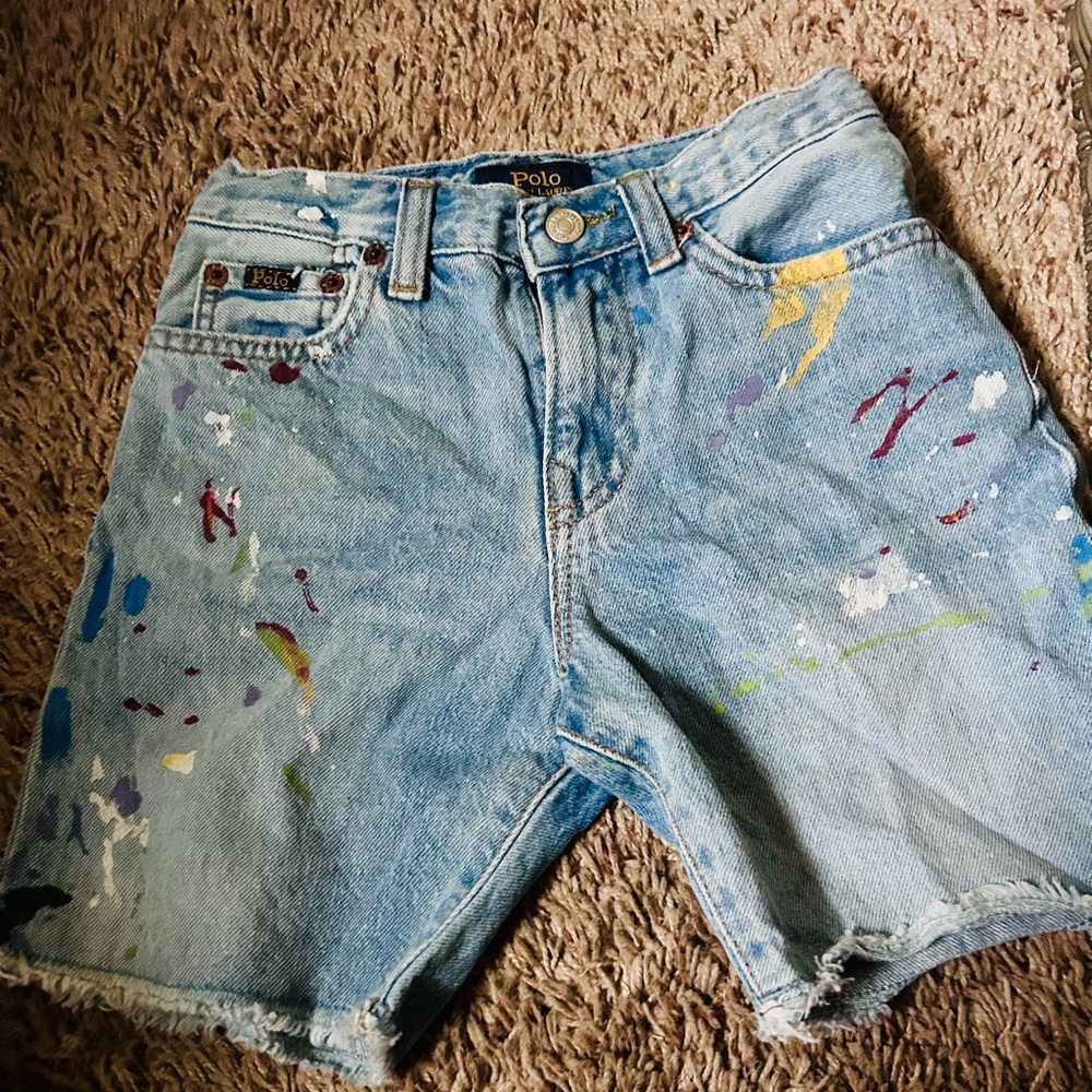 Polo by Ralph Lauren Kids Paint-Splatter Denim Shorts - Blue